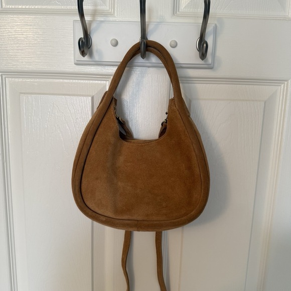 OLIVEVE EMILIA SMALL TOP HANDLE CROSSBODY BAG PURSE BROWN TAN ITALIAN SUEDE - Picture 15 of 16